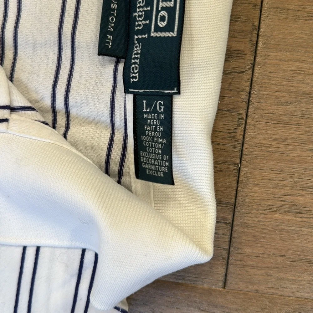 EUC Ralph Lauren Polo Shirt Large White Green Big Pony Outdoors 3 RLPC Rugby - Picture 4 of 9